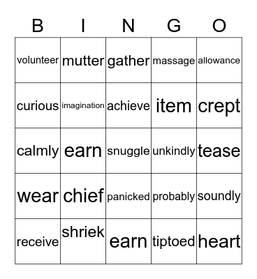 VOCABULARY Bingo Card