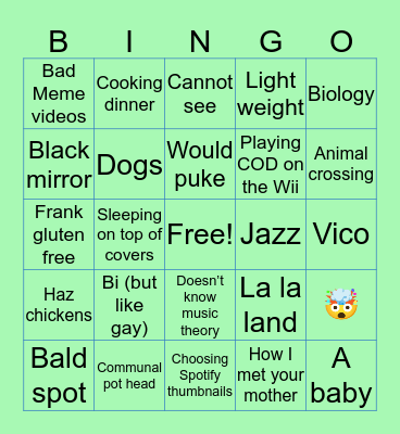 Allie bingo Card