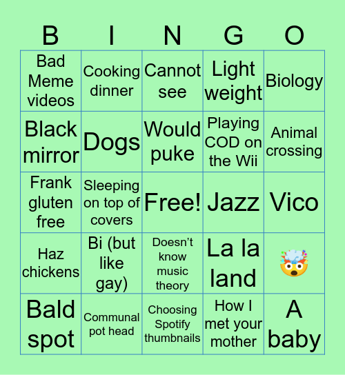 Allie bingo Card