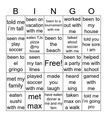 Owens BINGO Card