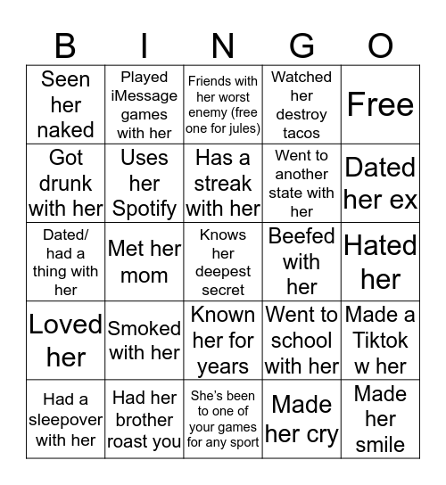 Sarai’s Bingo Card