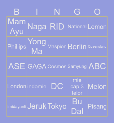 Bingo empatan Bingo Card