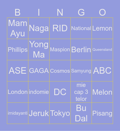 Bingo empatan Bingo Card