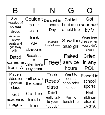LENNOX ACADEMY Bingo Card