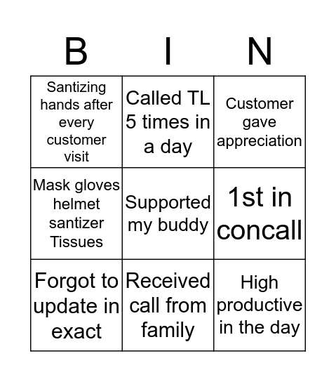 BINGO Card
