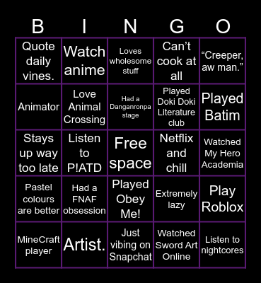 Compatibility with me Bingo Card