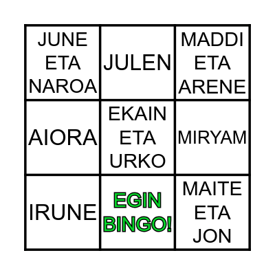 UMEEN IZENAK Bingo Card