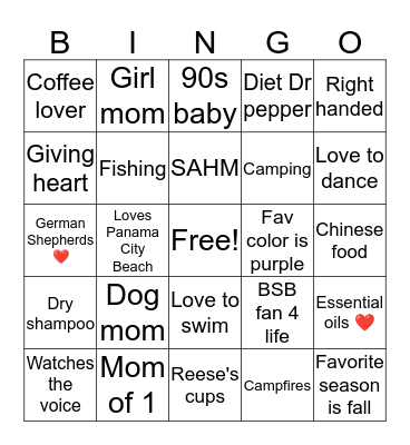 Whitney's Bingo Card