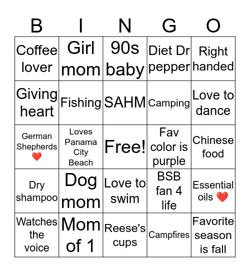 Whitney's Bingo Card