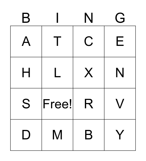 ABC Bingo Card