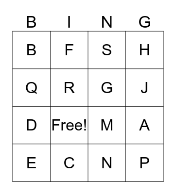 ABC Bingo Card