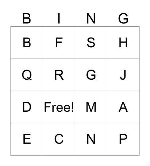 ABC Bingo Card