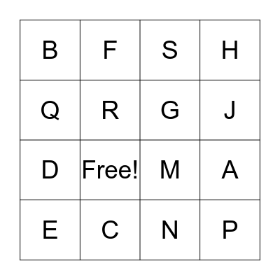 ABC Bingo Card