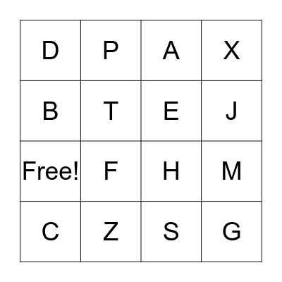 ABC Bingo Card