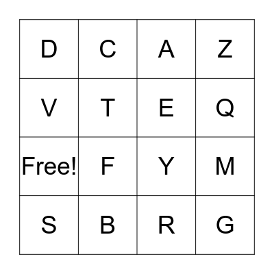 ABC Bingo Card