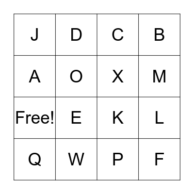 ABC Bingo Card