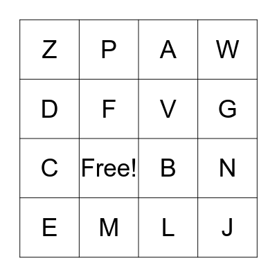 ABC Bingo Card