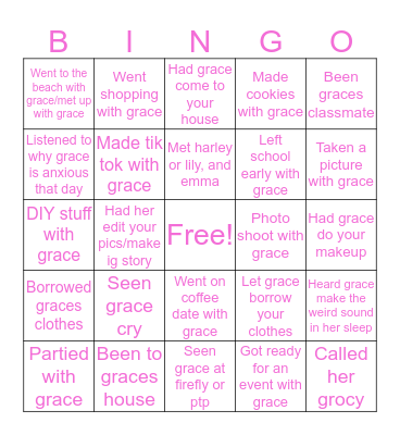 GRACE BINGO Card