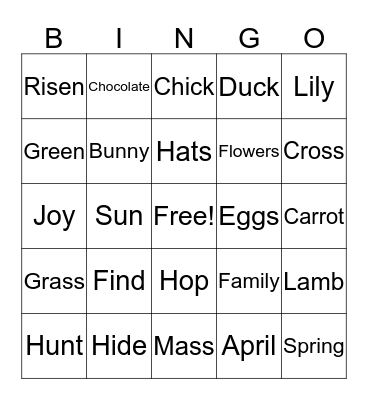 EASTER BINGO! Bingo Card