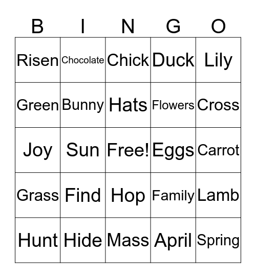 EASTER BINGO! Bingo Card