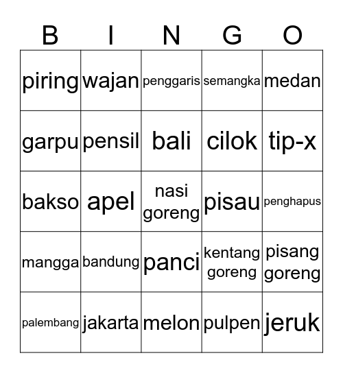 Arvin punya Bingo Card