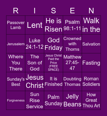 Easter Sunday Bingo Card