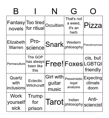 Wiccanish Bingo Card