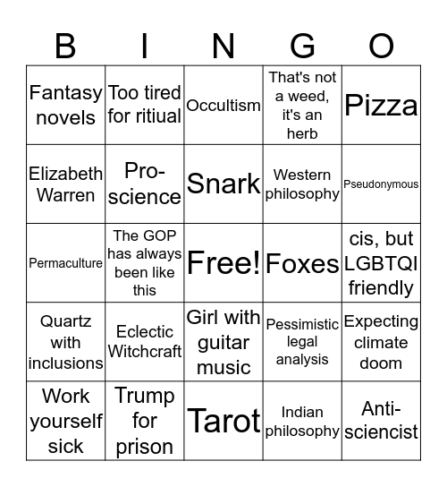 Wiccanish Bingo Card