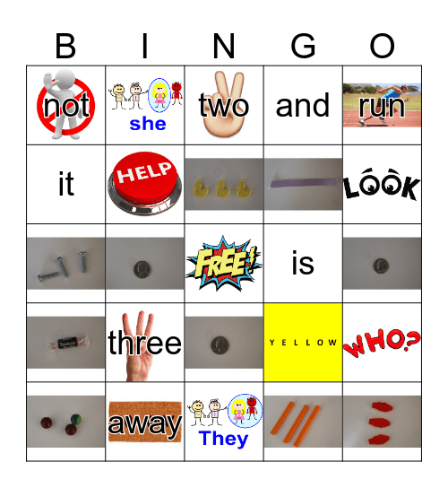 Sight Words Bingo Card