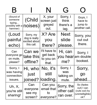 Conference Call Bingo Card