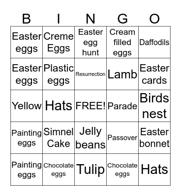 Easter Bingo Card