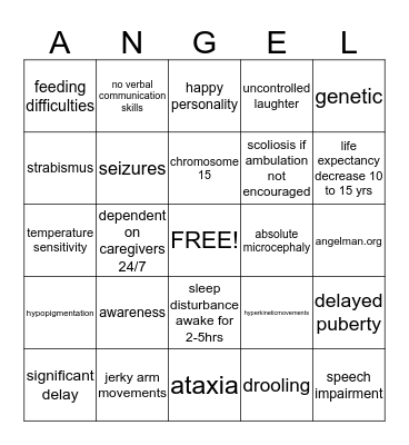 Angelman Syndrome Bingo Card