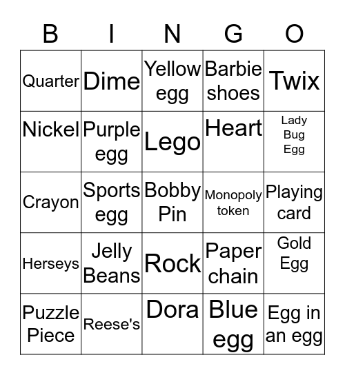 Easter Egg Hunt Bingo Card