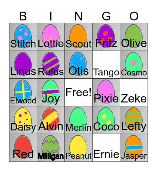 Easter Egg Bingo - Kendall Park Bingo Card