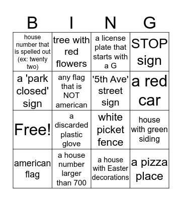 Hawthorne Bingo Card