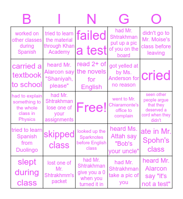 IB Bingo Card