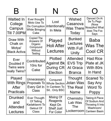 #JustABscThing Bingo Card
