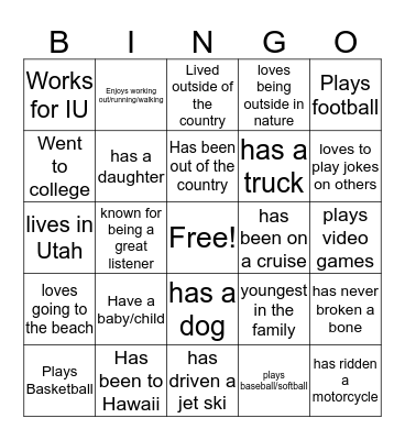 Tua Bingo Card