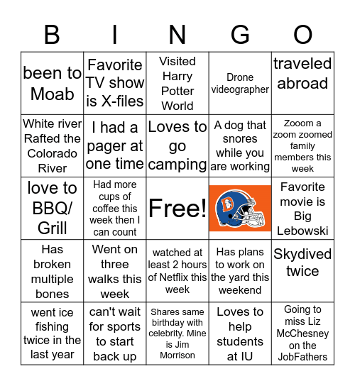 Derek Kennon Bingo Card