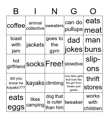 Noah Bingo Card