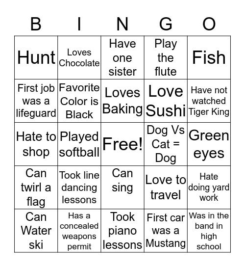 Starr's BIngo Card Bingo Card