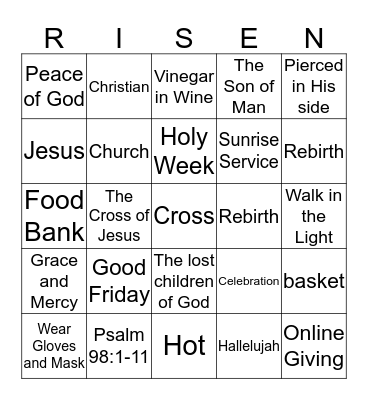 Easter Bingo Card