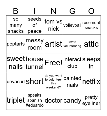Elsa Bingo Card