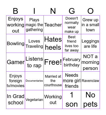 Kassidi's BINGO Card