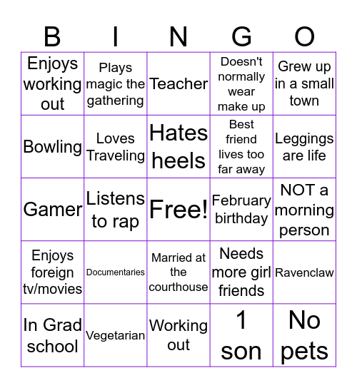 Kassidi's BINGO Card