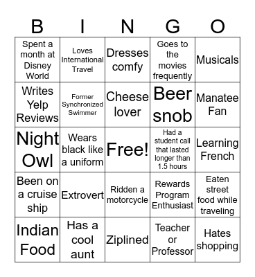 Marie's Bingo Card