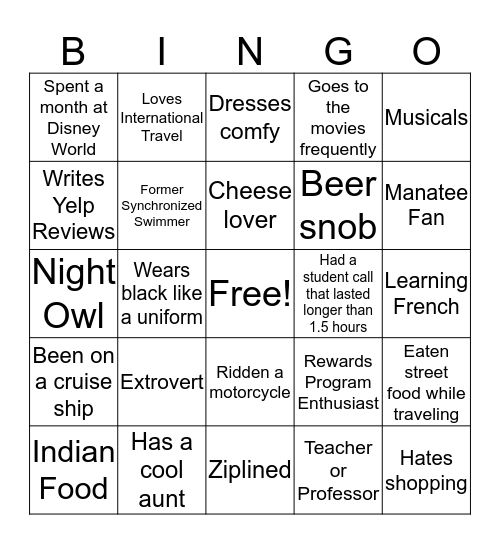 Marie's Bingo Card