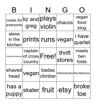 Ella Bingo Card