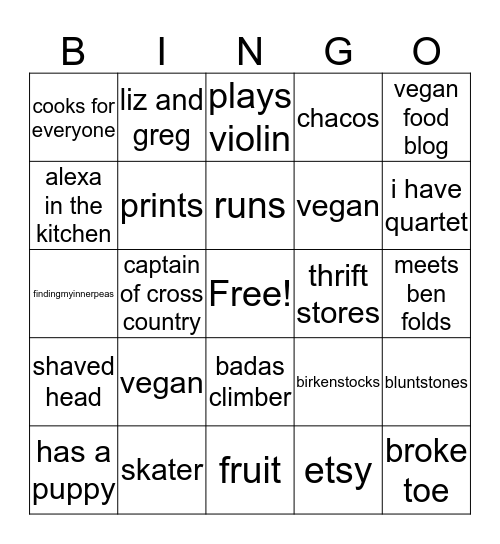 Ella Bingo Card