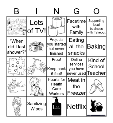 Quarantine Bingo Card